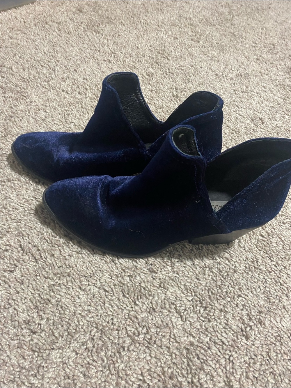 Steve Madden Navy Velvet Cutout Ankle Booties